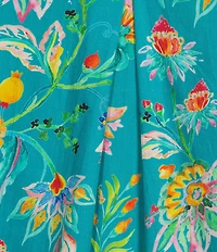 APNY Print Cutaway Collar 3/4 Sleeve Tiered Tunic Dress