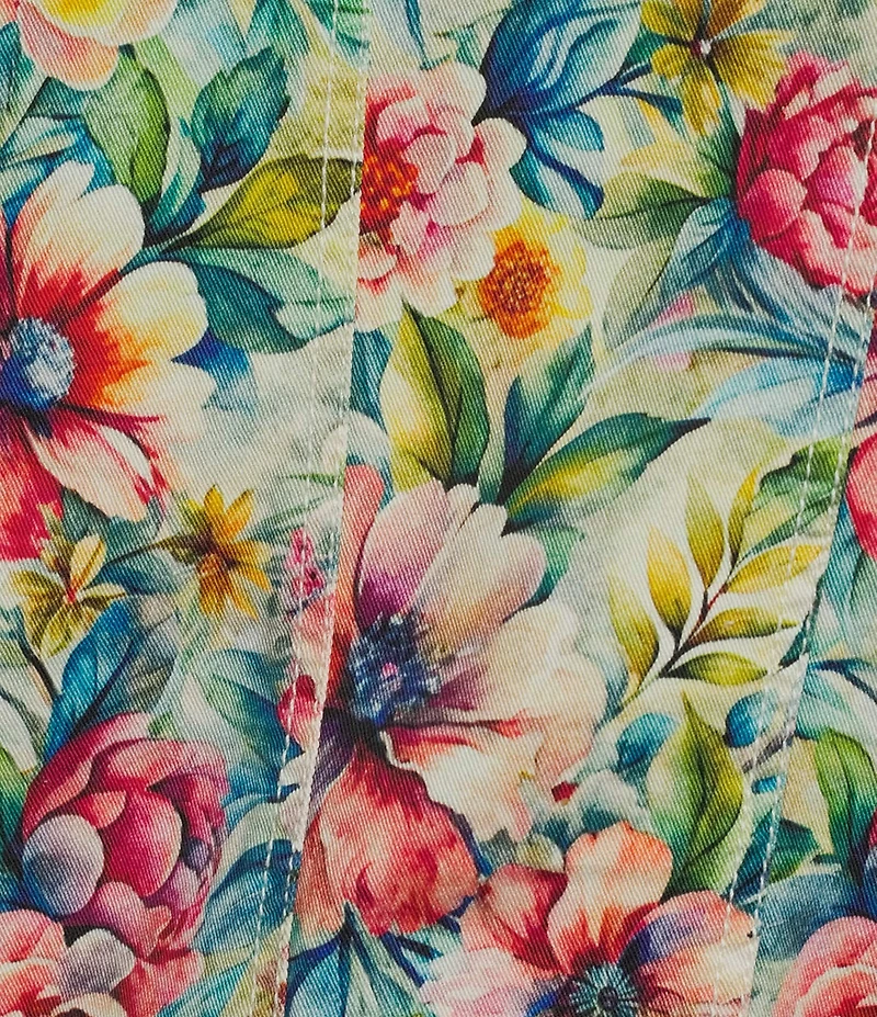 APNY Printed Denim Point Collar Long Sleeve Coordinating Jacket