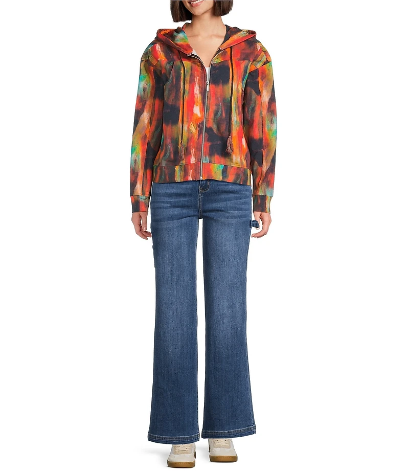 APNY Printed Knit Hooded Long Sleeve Full Zip Pocketed Hoodie