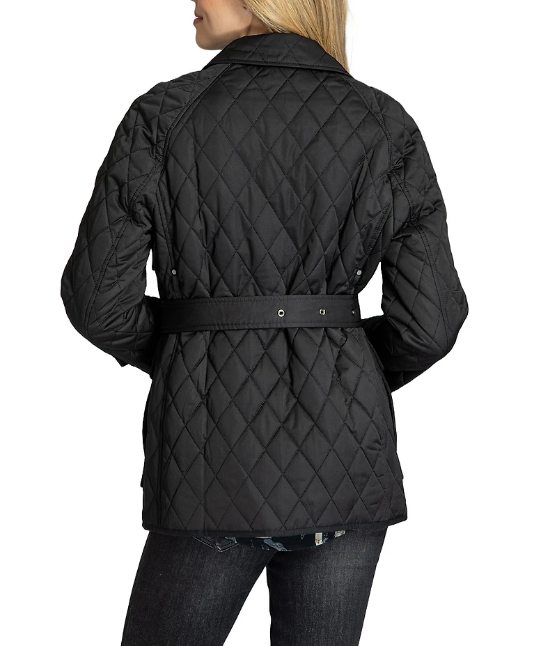 APNY Quilted Collared Belted Long Sleeve Jacket