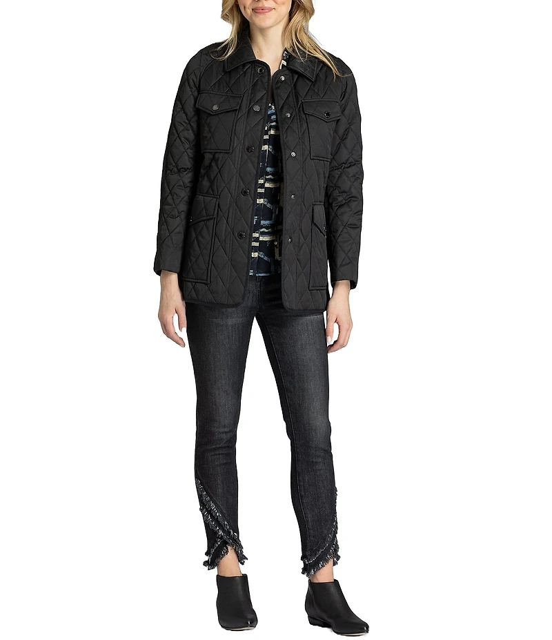 APNY Quilted Collared Belted Long Sleeve Jacket