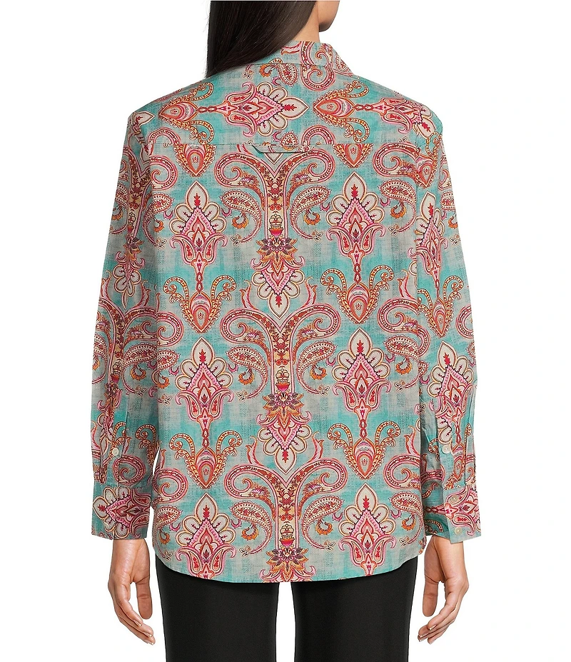APNY Spread Collar Long Sleeve Button Front Boyfriend Shirt