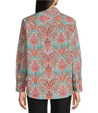 APNY Spread Collar Long Sleeve Button Front Boyfriend Shirt