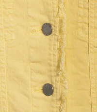APNY Stretch Collarless Long Sleeve Denim Frayed Jacket