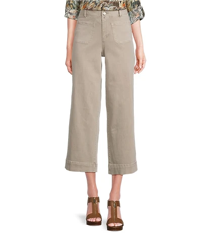 APNY Stretch Denim Cropped Wide Leg Jeans