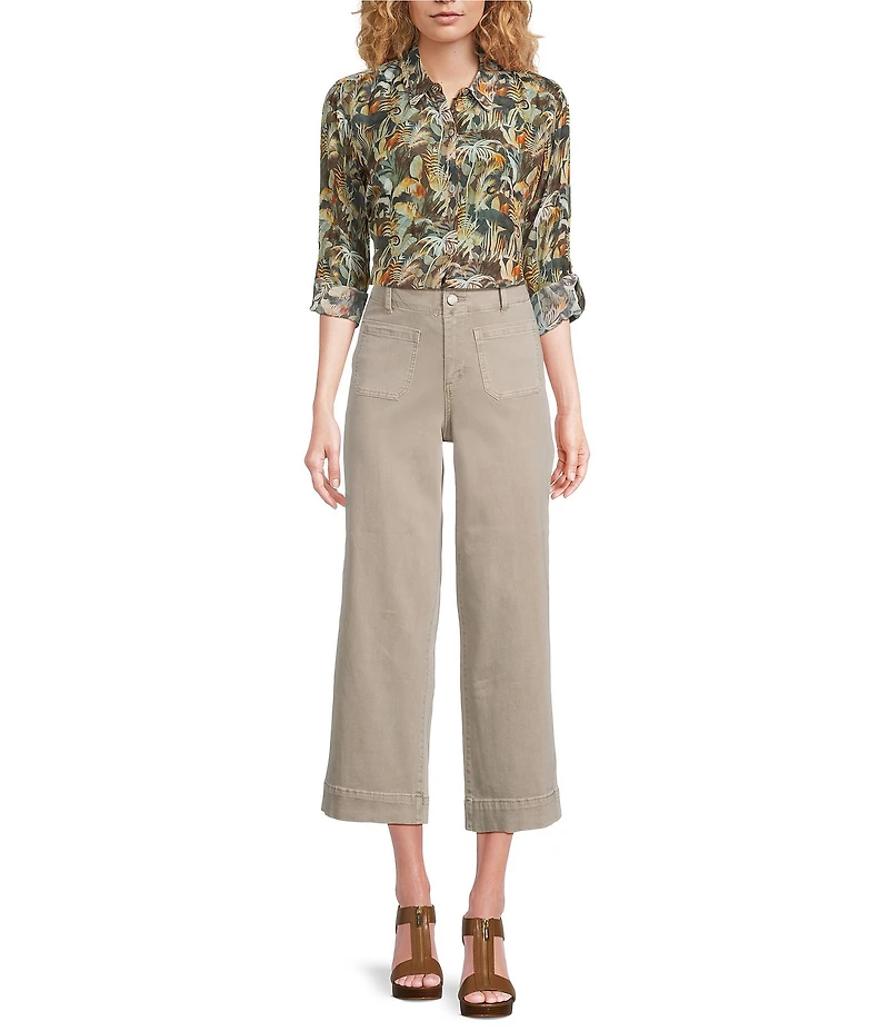 APNY Stretch Denim Cropped Wide Leg Jeans