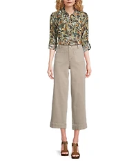 APNY Stretch Denim Cropped Wide Leg Jeans