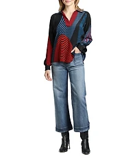 APNY Stretch Denim Cropped Wide Leg Jeans