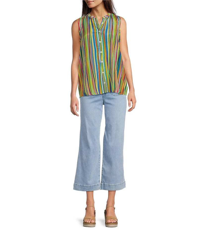 APNY Stretch Denim Cropped Wide Leg Jeans