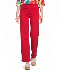 APNY Stretch Denim Mid Rise Cropped Wide Leg Jeans