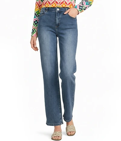 APNY Stretch Denim Mid Rise Cropped Wide Leg Jeans