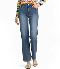 APNY Stretch Denim Mid Rise Cropped Wide Leg Jeans