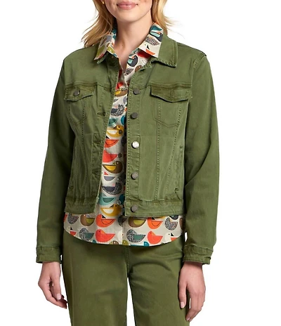 APNY Stretch Denim Point Collar Long Sleeve Jacket
