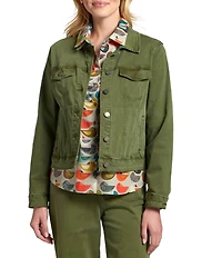 APNY Stretch Denim Point Collar Long Sleeve Jacket