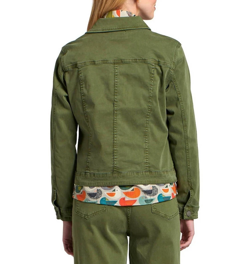 APNY Stretch Denim Point Collar Long Sleeve Jacket