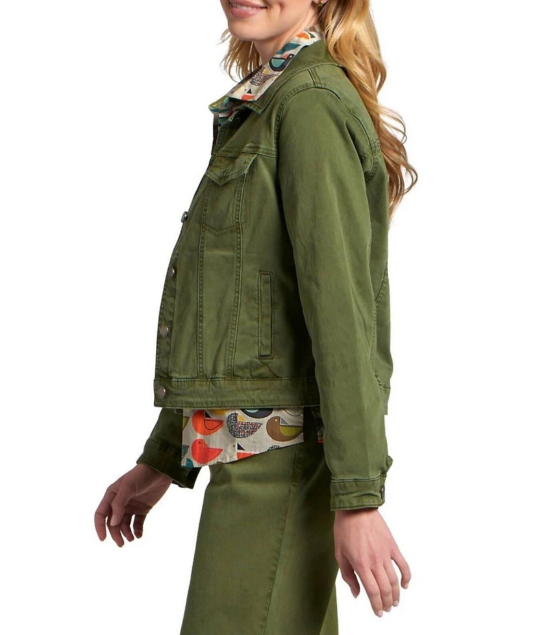 APNY Stretch Denim Point Collar Long Sleeve Jacket
