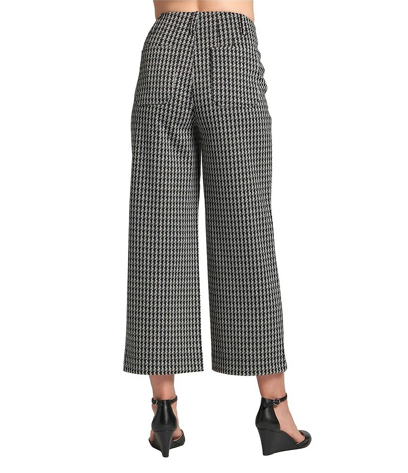 APNY Stretch Ponte Checked High Rise Wide Leg Cropped Pants