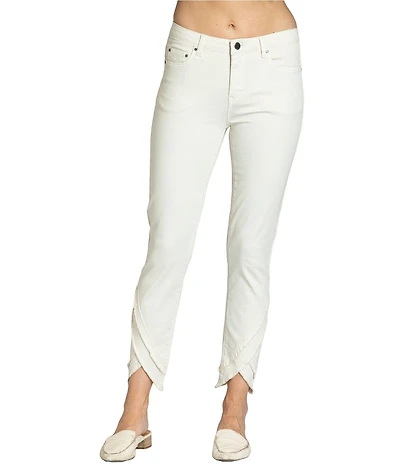 APNY Stretch Twill Skinny Ankle Tulip Frayed Hem Jeans