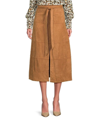 APNY Vegan Faux Suede Knit Midi Skirt