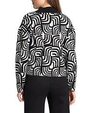 APNY Wool Blend Knit Jacquard Mock Neck Long Sleeve Sweater