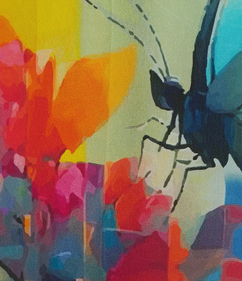 APNY Woven Abstract Print V-Neck Long Sleeve Blouse