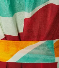 APNY Woven Abstract Print V-Neck Sleeveless Maxi Tank Dress