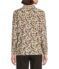 APNY Woven Animal Print Point Collar Long Sleeve Shirt
