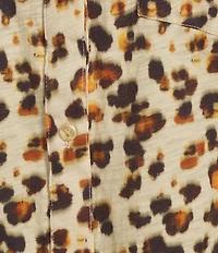 APNY Woven Animal Print Point Collar Long Sleeve Shirt