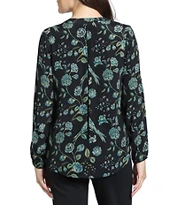APNY Woven Floral Print V-Neck Long Sleeve Blouse