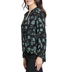 APNY Woven Floral Print V-Neck Long Sleeve Blouse