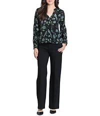 APNY Woven Floral Print V-Neck Long Sleeve Blouse