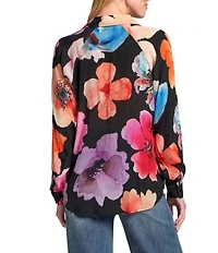 APNY Woven Floral Print V-Neck Long Sleeve Blouse