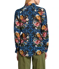 APNY Woven Floral Print V-Neck Long Sleeve Blouse