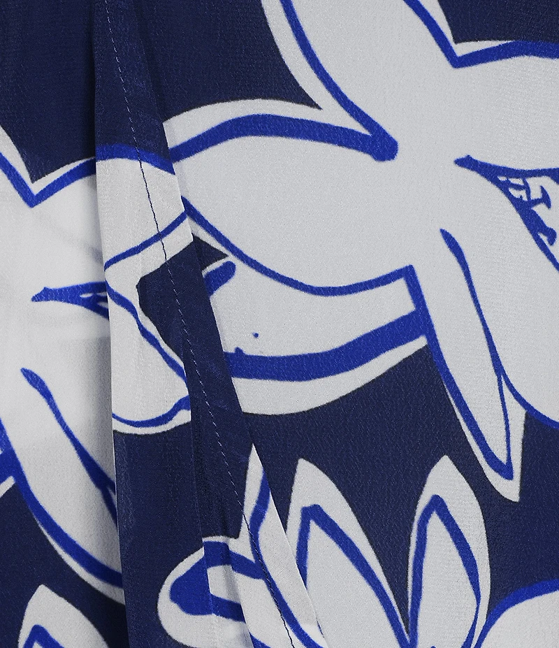 APNY Woven Floral Print V-Neck Long Sleeve Tassel Top