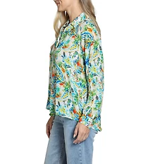 APNY Woven Floral Print V-Neck Long Sleeves Blouse