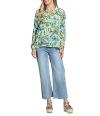 APNY Woven Floral Print V-Neck Long Sleeves Blouse