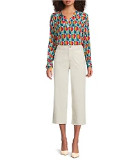 APNY Woven Floral Printed Spread Collar Long Sleeve Half Placket Blouse