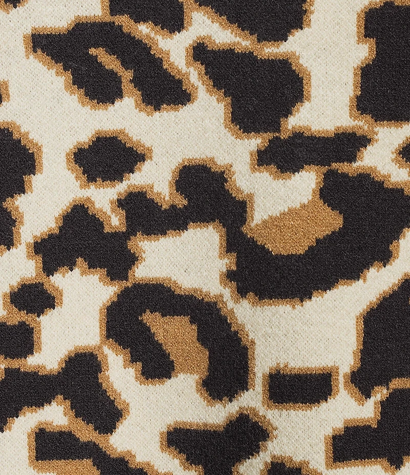 APNY Woven Leopard Print Crew Neck Long Sleeve Top