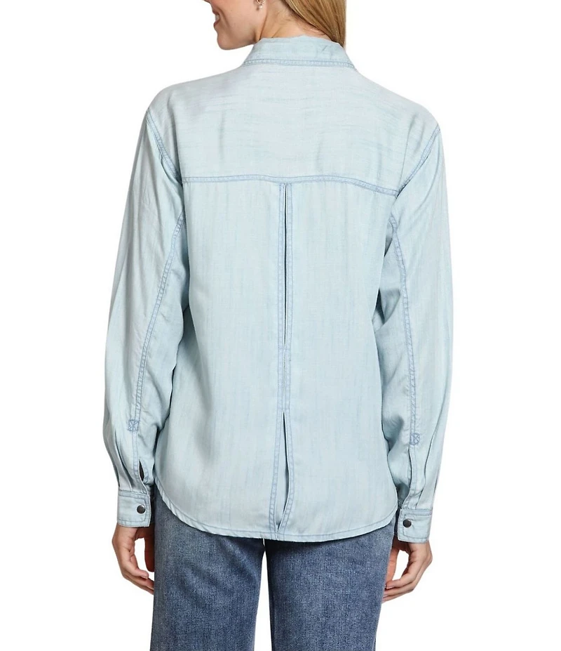 APNY Woven Mandarin Collar Long Sleeve Shirt