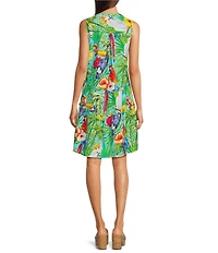 APNY Woven Print Split V-Neck Sleeveless Mini Dress