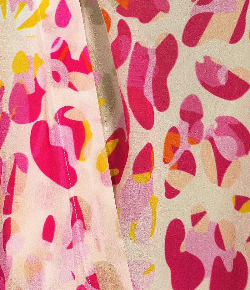 APNY Woven Print V-Neck Short Sleeve Wrap Blouse