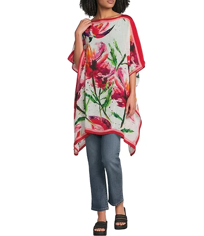 APNY Woven Printed Boat Neck Short Dolman Sleeves Kaftan