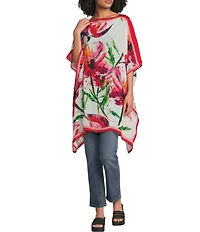 APNY Woven Printed Boat Neck Short Dolman Sleeves Kaftan