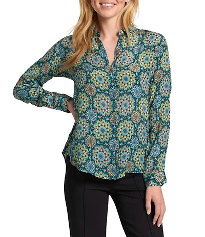 APNY Woven Printed Point Collar Long Sleeve Shirt