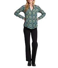 APNY Woven Printed Point Collar Long Sleeve Shirt