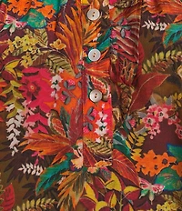 APNY Woven Printed Ruffle Mock Neck Button Down Bouse