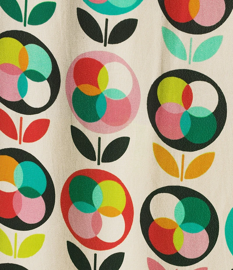 APNY Woven Printed Split V-Neck Long Sleeve Smocked Cuff Blouse