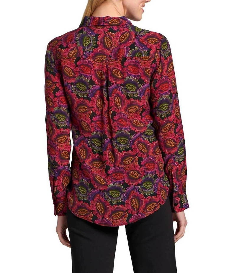 APNY Woven Printed Spread Collar Long Sleeve Button Down Shirt