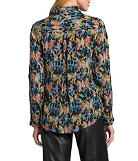 APNY Woven Printed Spread Collar Long Sleeve Shirt