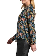 APNY Woven Printed Spread Collar Long Sleeve Shirt